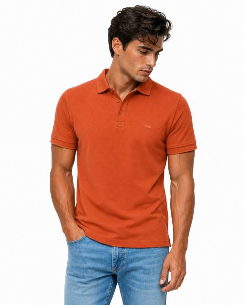 Polo Korte Mouw Burnt Orange