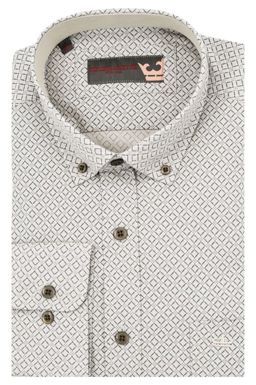 Alternative view of Dessin hemd Beige/Marine/Wit