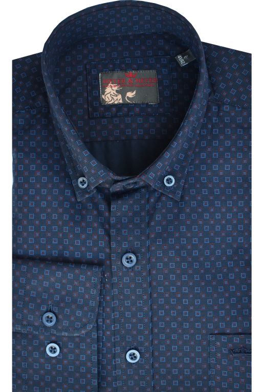 Hemd-Navy-Rood