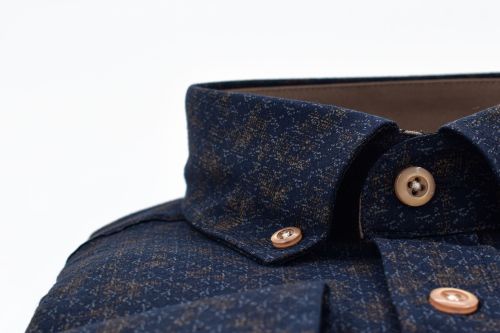 Dessin hemd Marine/Bruin