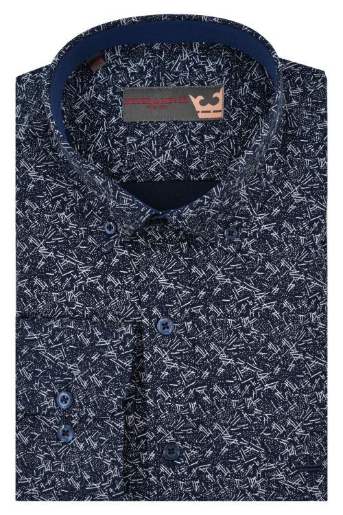 Alternative view of Dessin hemd Marine/Lichtblauw