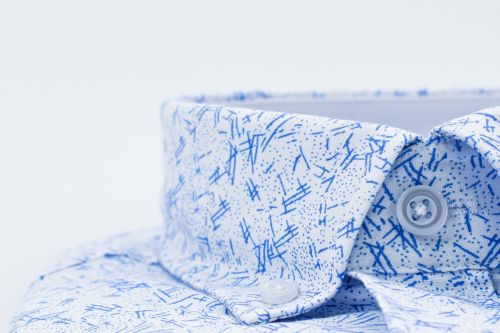 Dessin hemd Wit/Lichtblauw