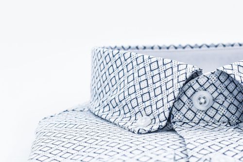 Dessin hemd Wit/Lichtblauw/Marine