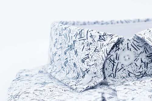 Dessin hemd Wit/Marine