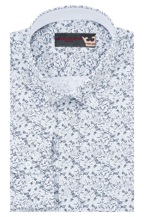 Alternative view of Dessin hemd Wit/Marine