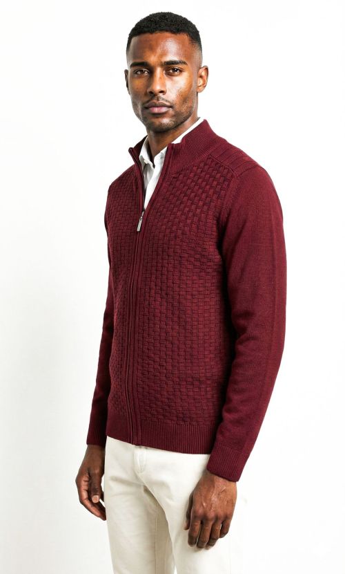 Vest Katoen Waffle Wijnrood