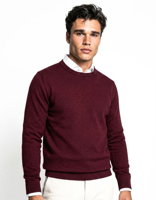 R-hals katoen Bordeaux