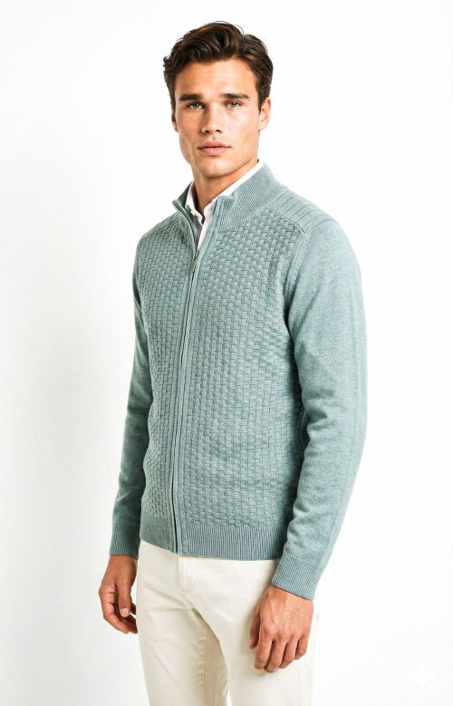Vest Katoen Waffle Lichtgroen