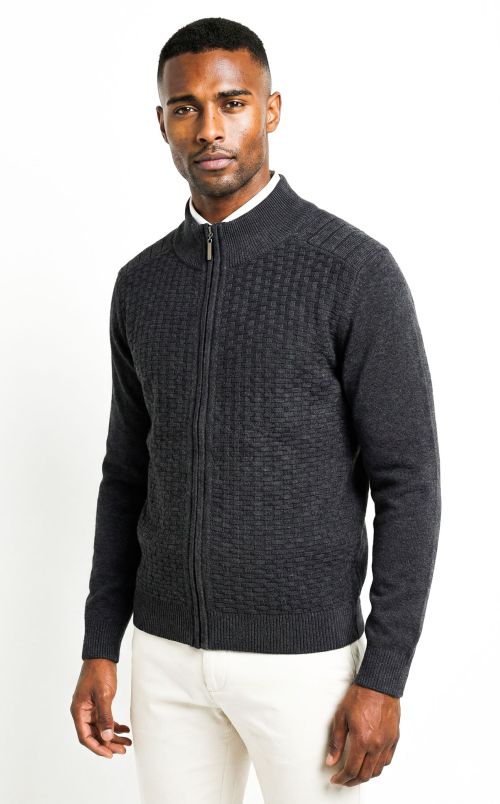 Vest Katoen Waffle Antraciet