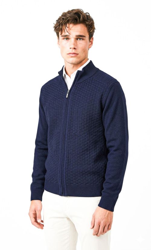 Vest Katoen Waffle Marine