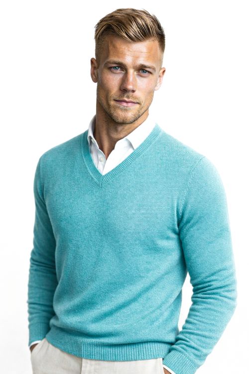 V-hals merino-wol Wintermint