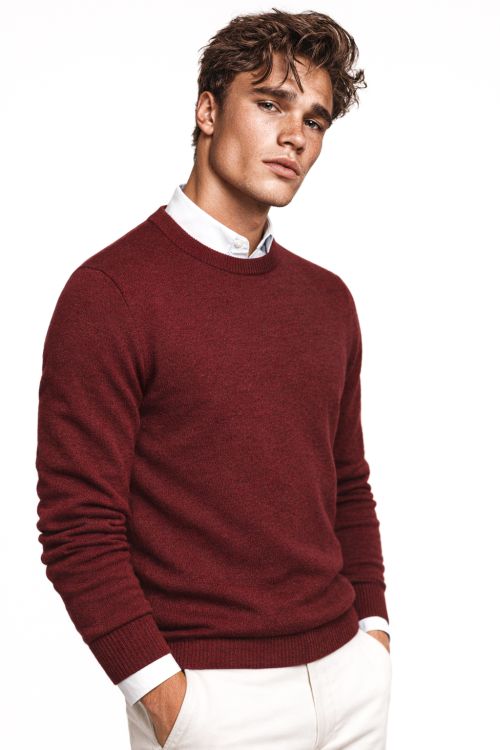 R-hals merino-wol Bordeaux