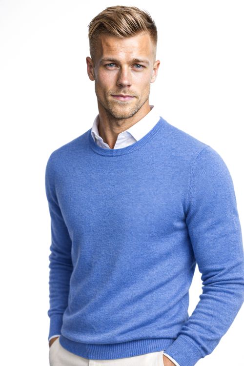 R-hals merino-wol Zeeblauw