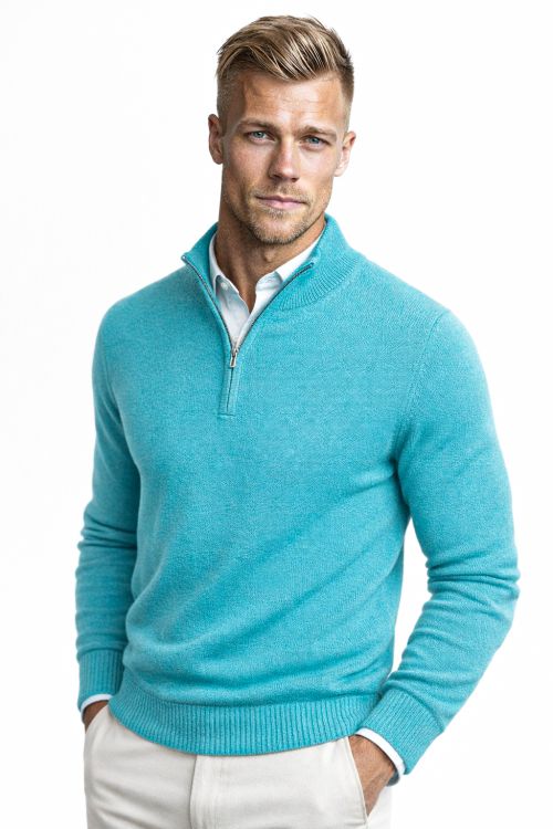 1/4 Zip merino-wol Mint